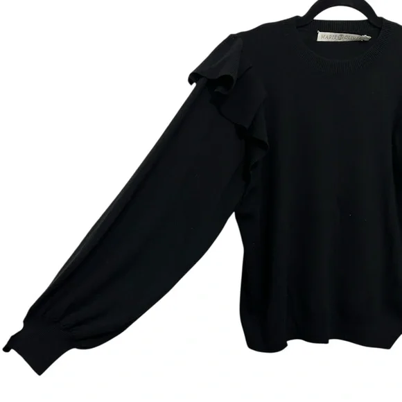 Marie Oliver Remi Popover Black Ruffled Sweater Women’s size small - Picture 3 of 9
